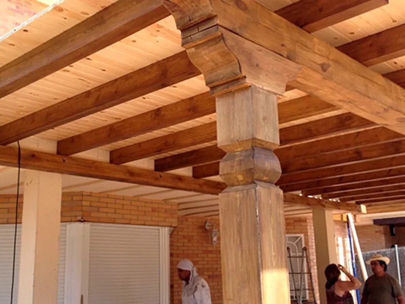 Porche madera vigas decorativas Semasa Porche de madera en Villaviciosa de Odón